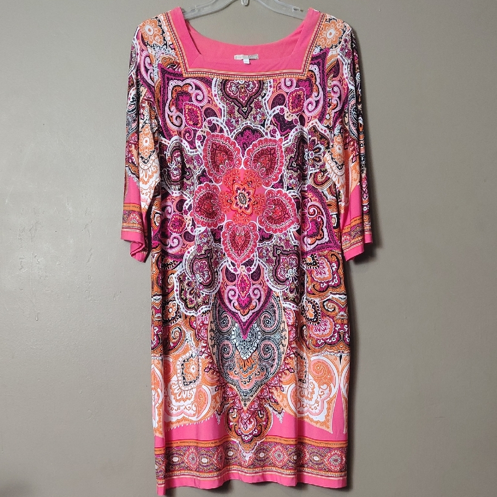 Signature Camryn Pink Floral Design Midi Dress Size 16W
